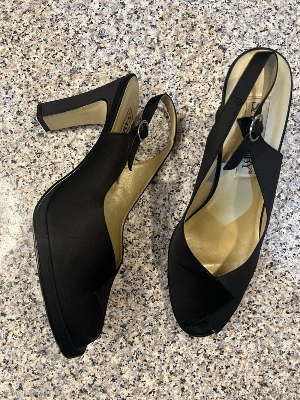 Vintage 90s satin peep toe heels
